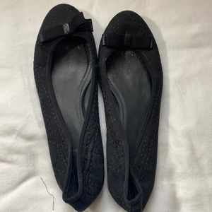 Dior Ballerina Flats - Black Cloth with top stitching